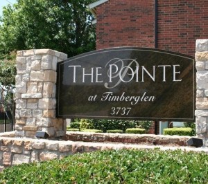 The Pointe at Timberglen Apartment Community Sign